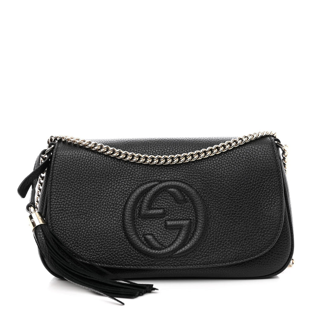GUCCI PEBBLED CALFSKIN LEATHER SOHO CHAIN BAG