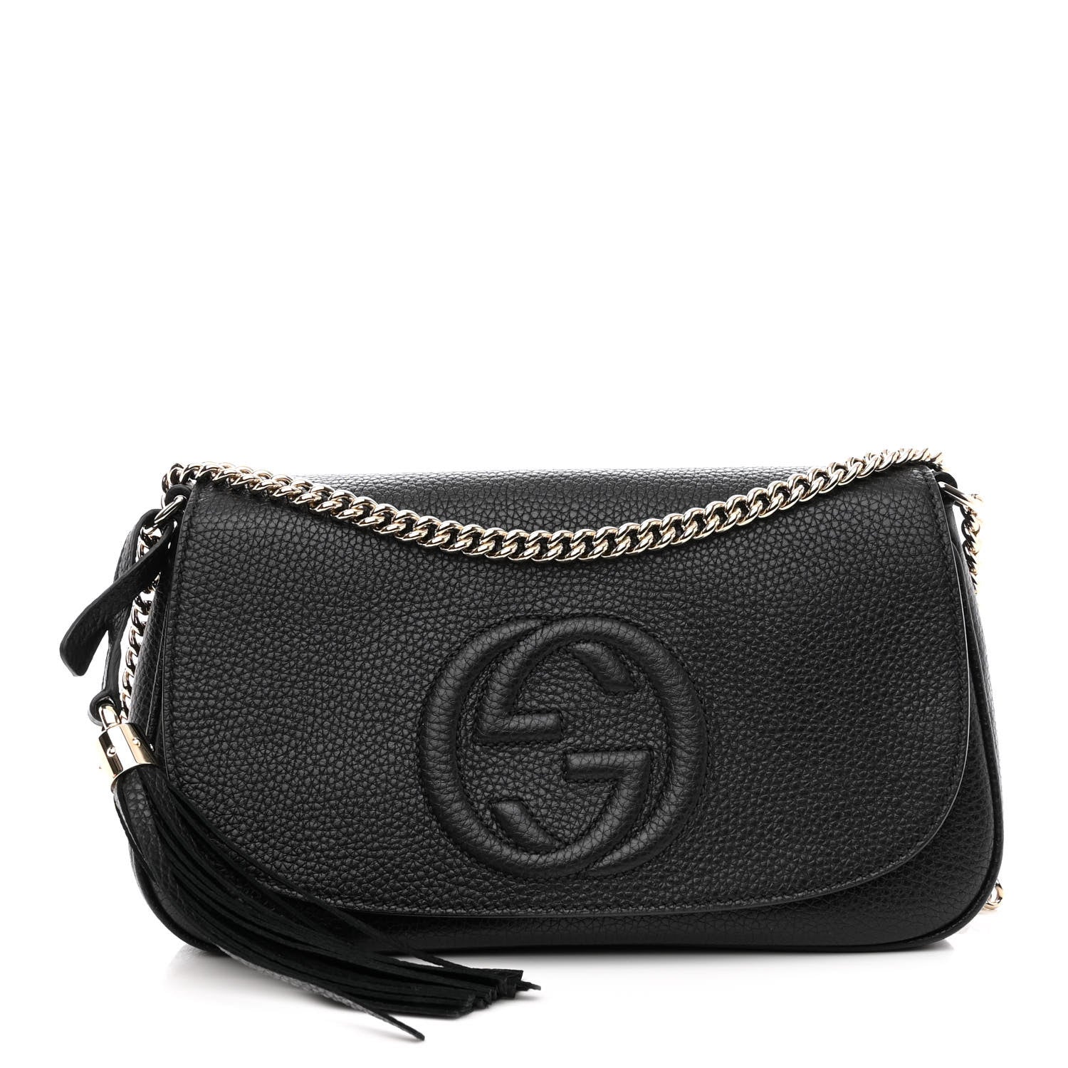 GUCCI PEBBLED CALFSKIN LEATHER SOHO CHAIN BAG