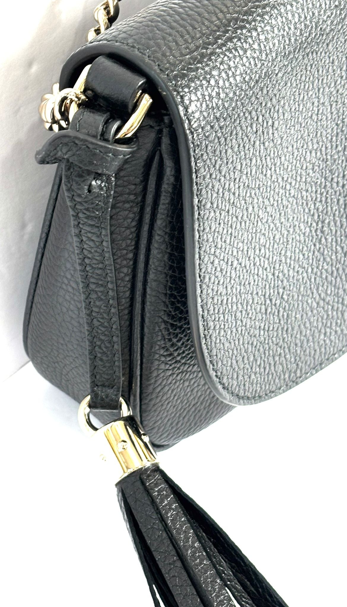 GUCCI PEBBLED CALFSKIN LEATHER SOHO CHAIN BAG