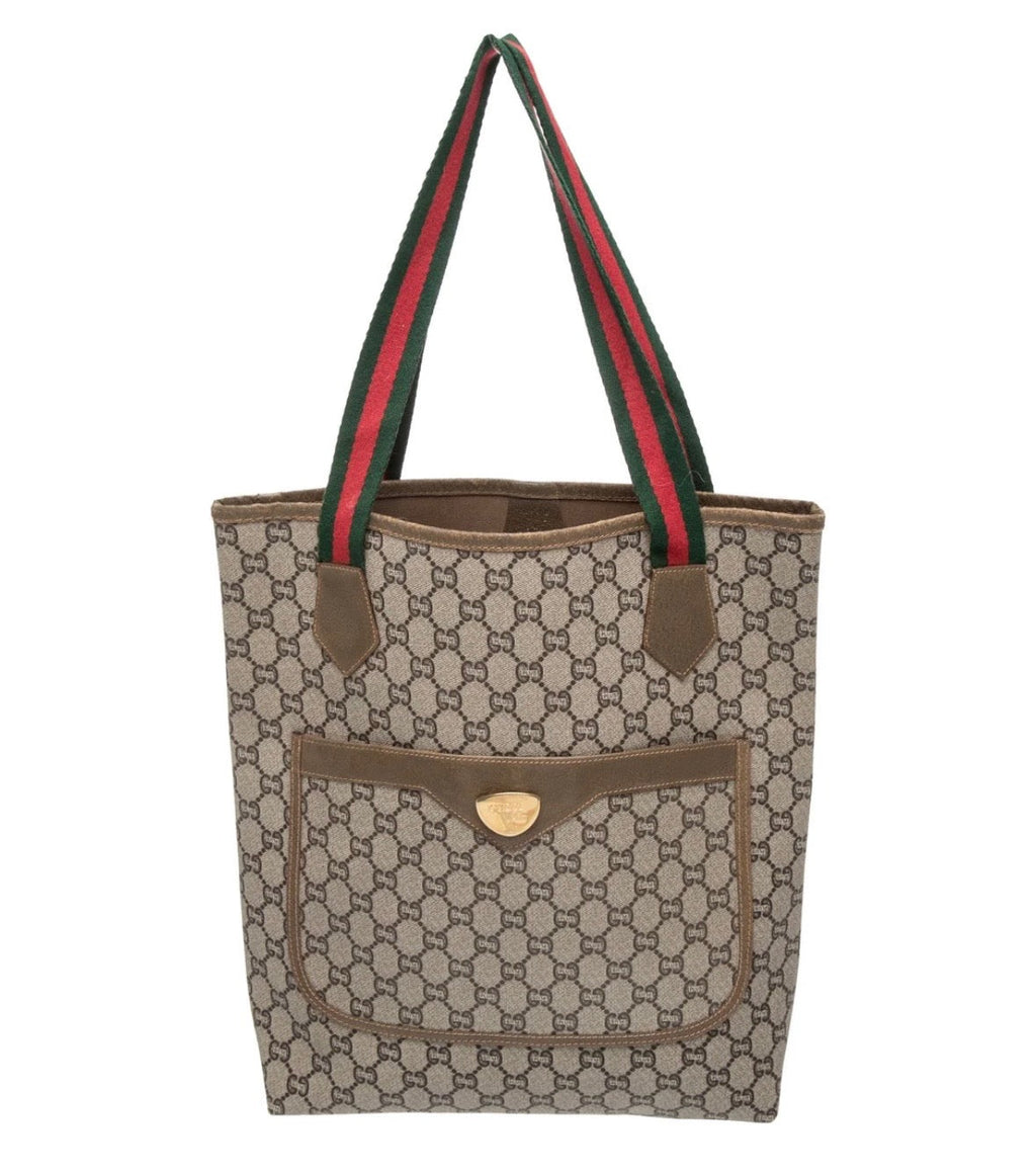 GUCCI PLUS GG SUPREME WEB SHERRY LINE TOTE BAG