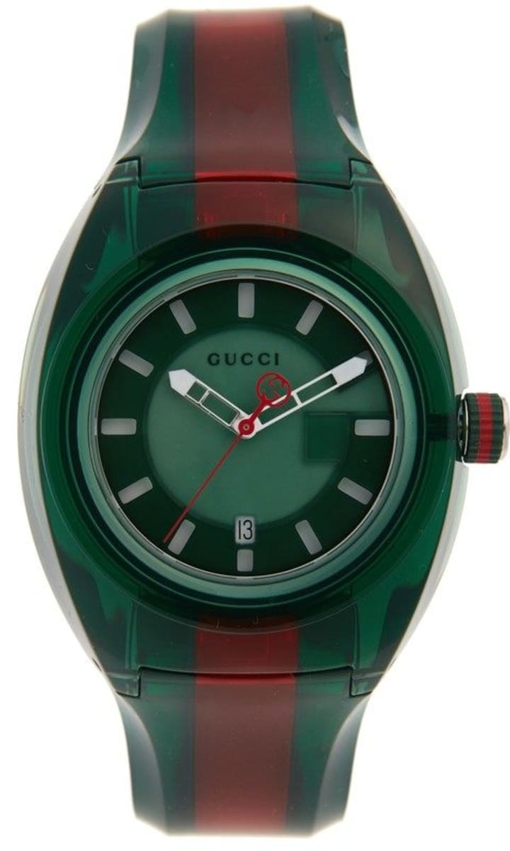 GUCCI SYNC XXL GREEN DIAL WEB STRAP UNISEX WATCH