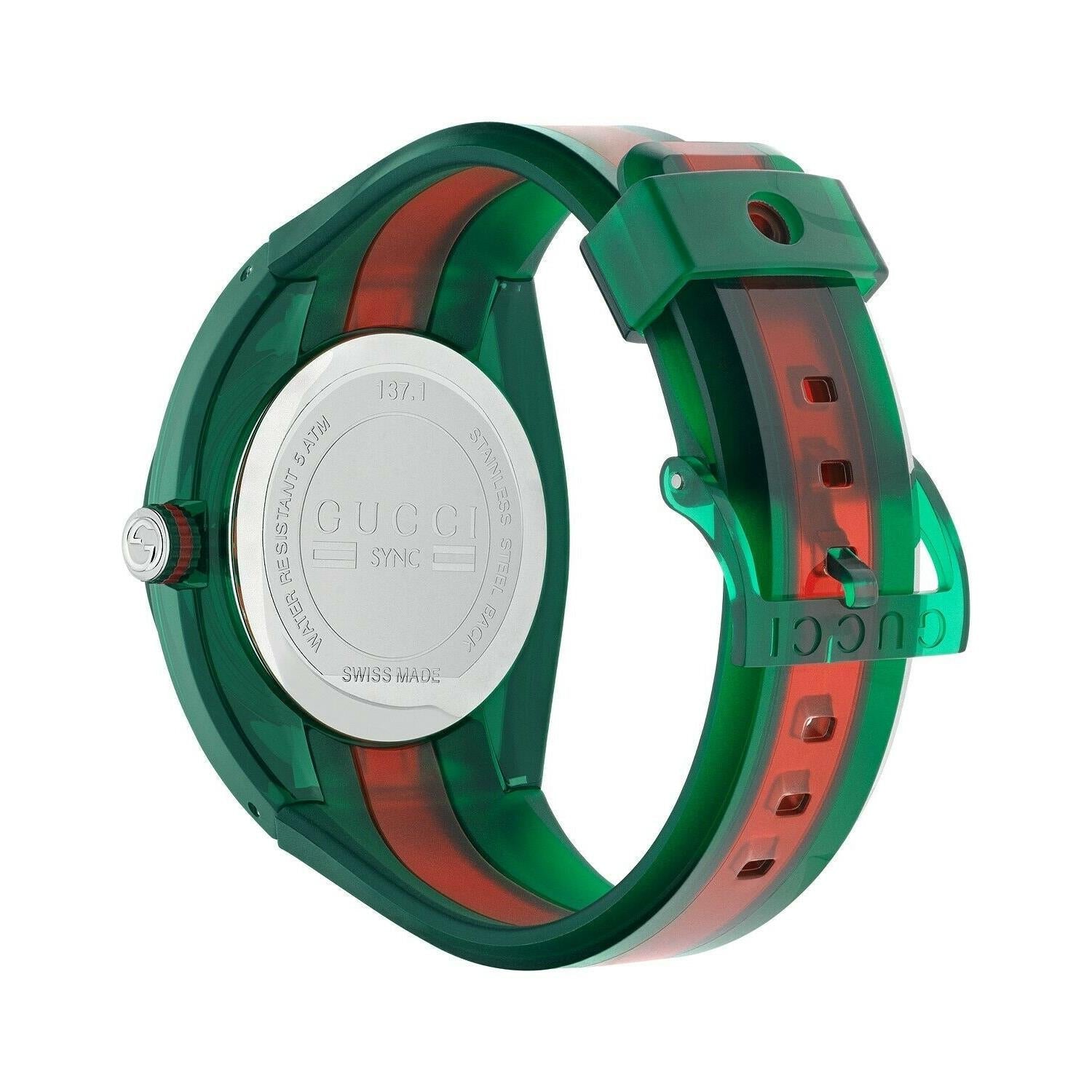 GUCCI SYNC XXL GREEN DIAL WEB STRAP UNISEX WATCH