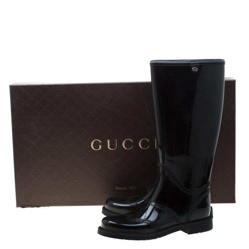 GUCCI BROGUE WELLINGTON RUBBER RAIN BOOTS