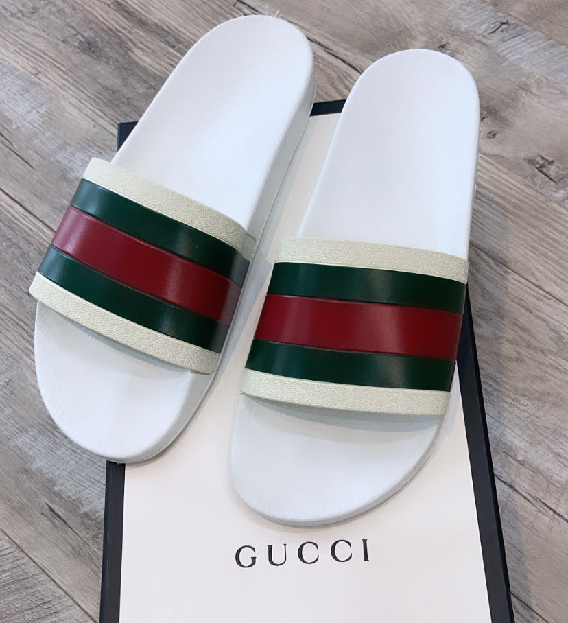 GUCCI MEN'S WEB POOL SLIDES