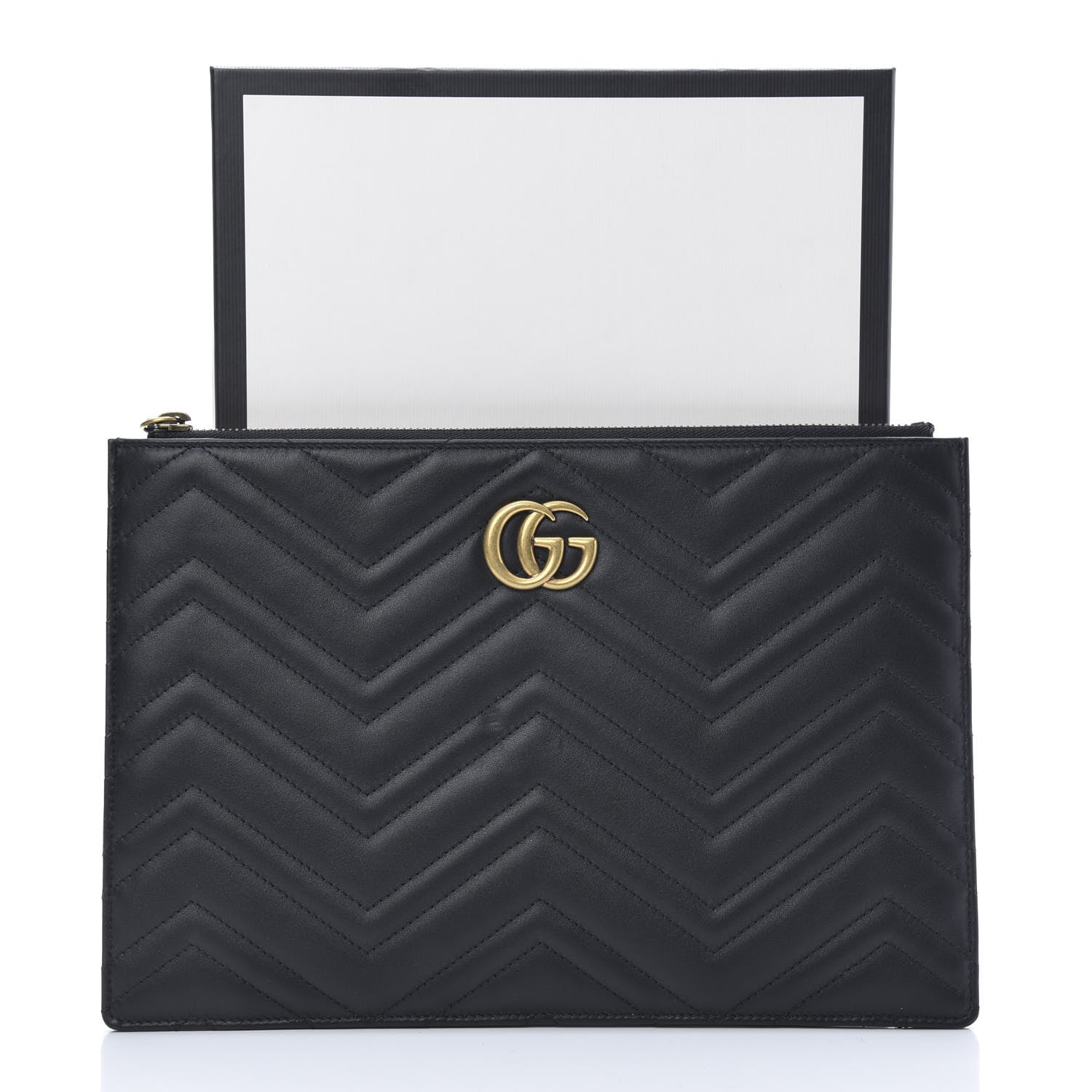 GUCCI GG MARMONT SMALL MATELASSE CALFSKIN LEATHER WRISTLET CLUTCH