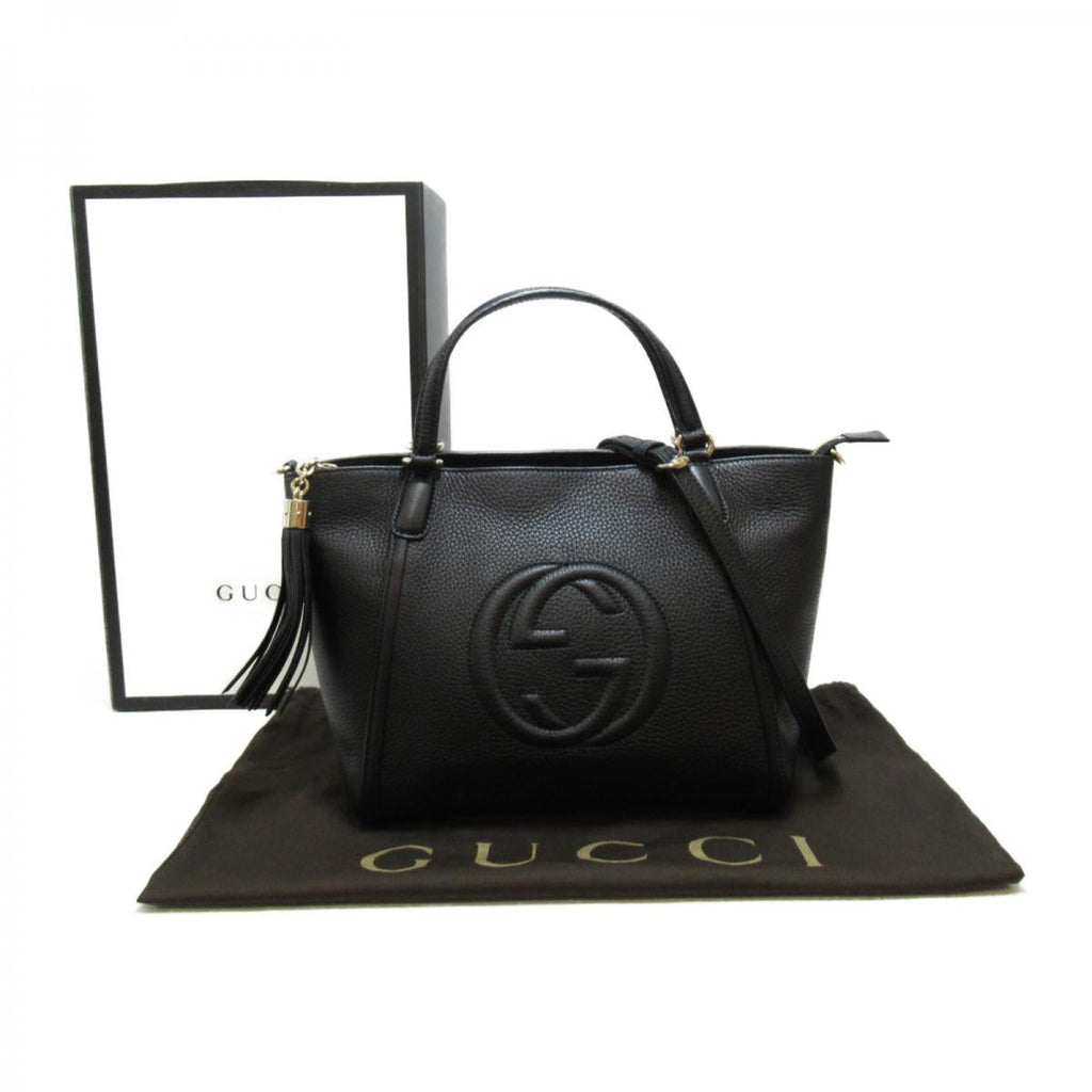 GUCCI PEBBLED LEATHER TOP HANDLE SOHO BAG