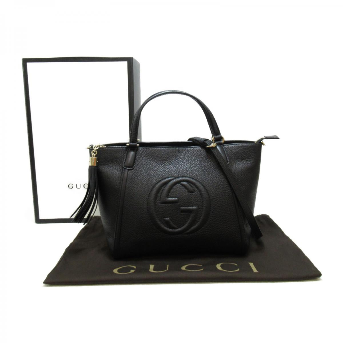 GUCCI PEBBLED LEATHER TOP HANDLE SOHO BAG