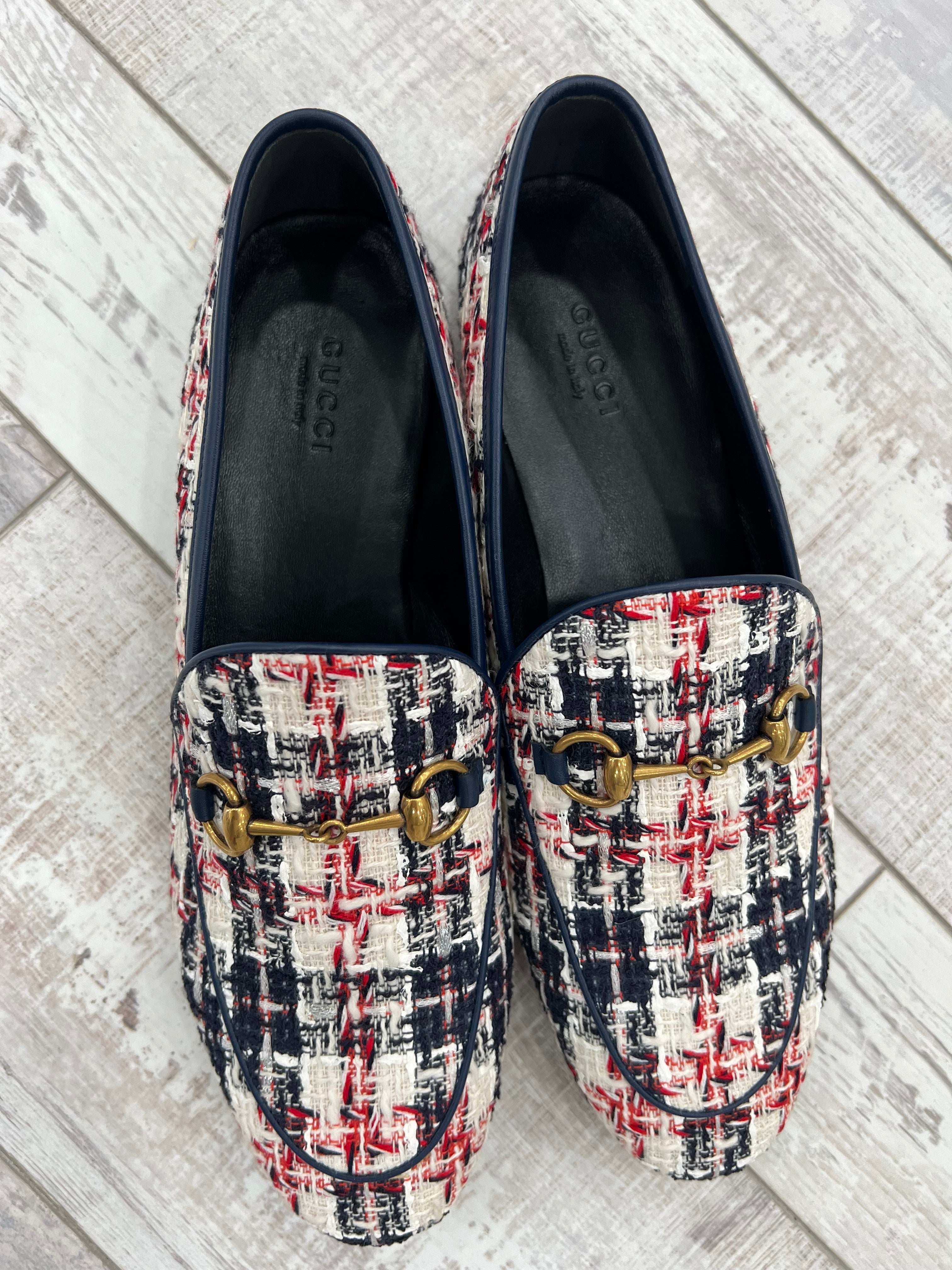 GUCCI 1955 TWEED CHECK HORSEBIT JORDAAN LOAFERS
