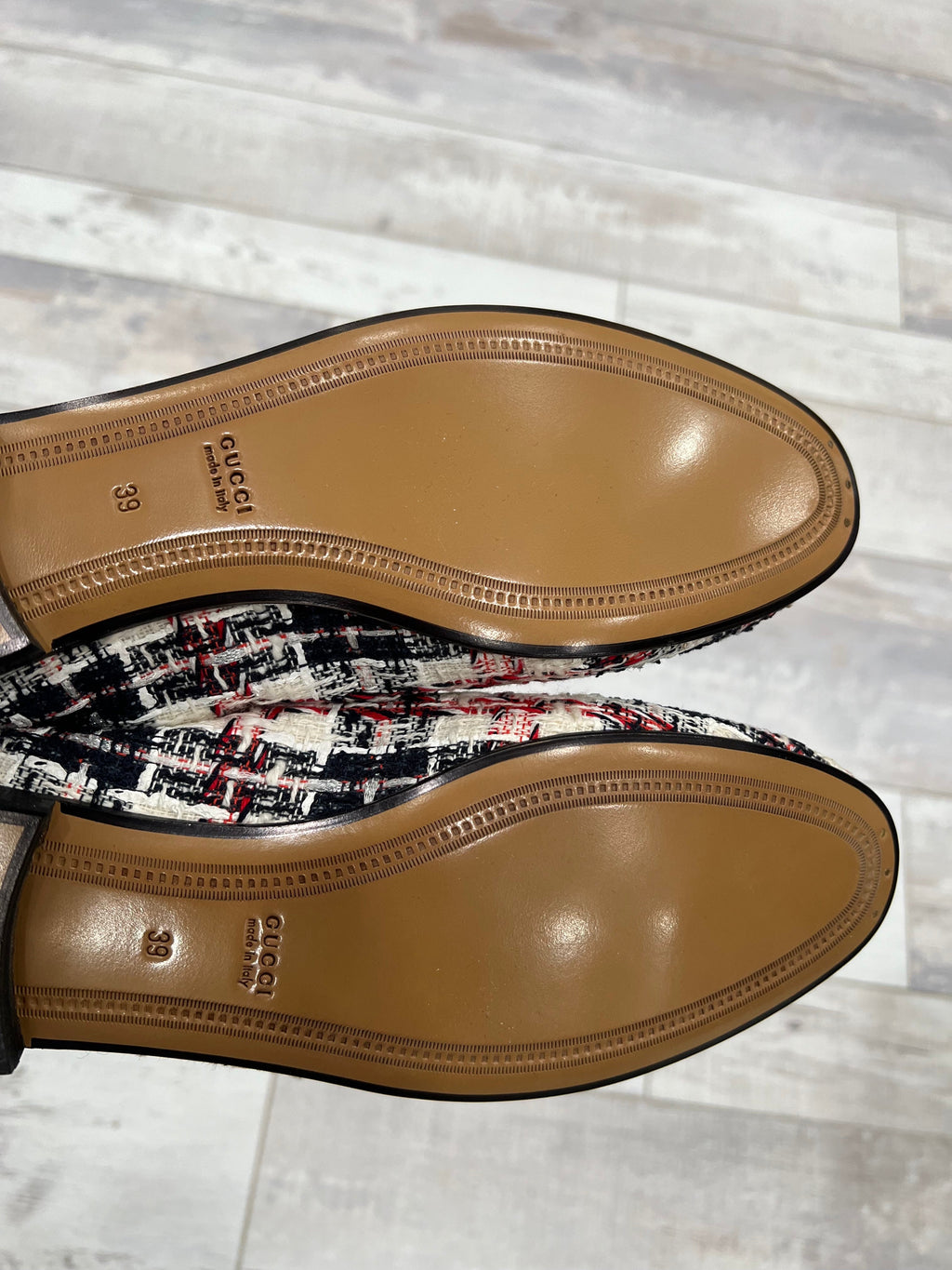 GUCCI 1955 TWEED CHECK HORSEBIT JORDAAN LOAFERS