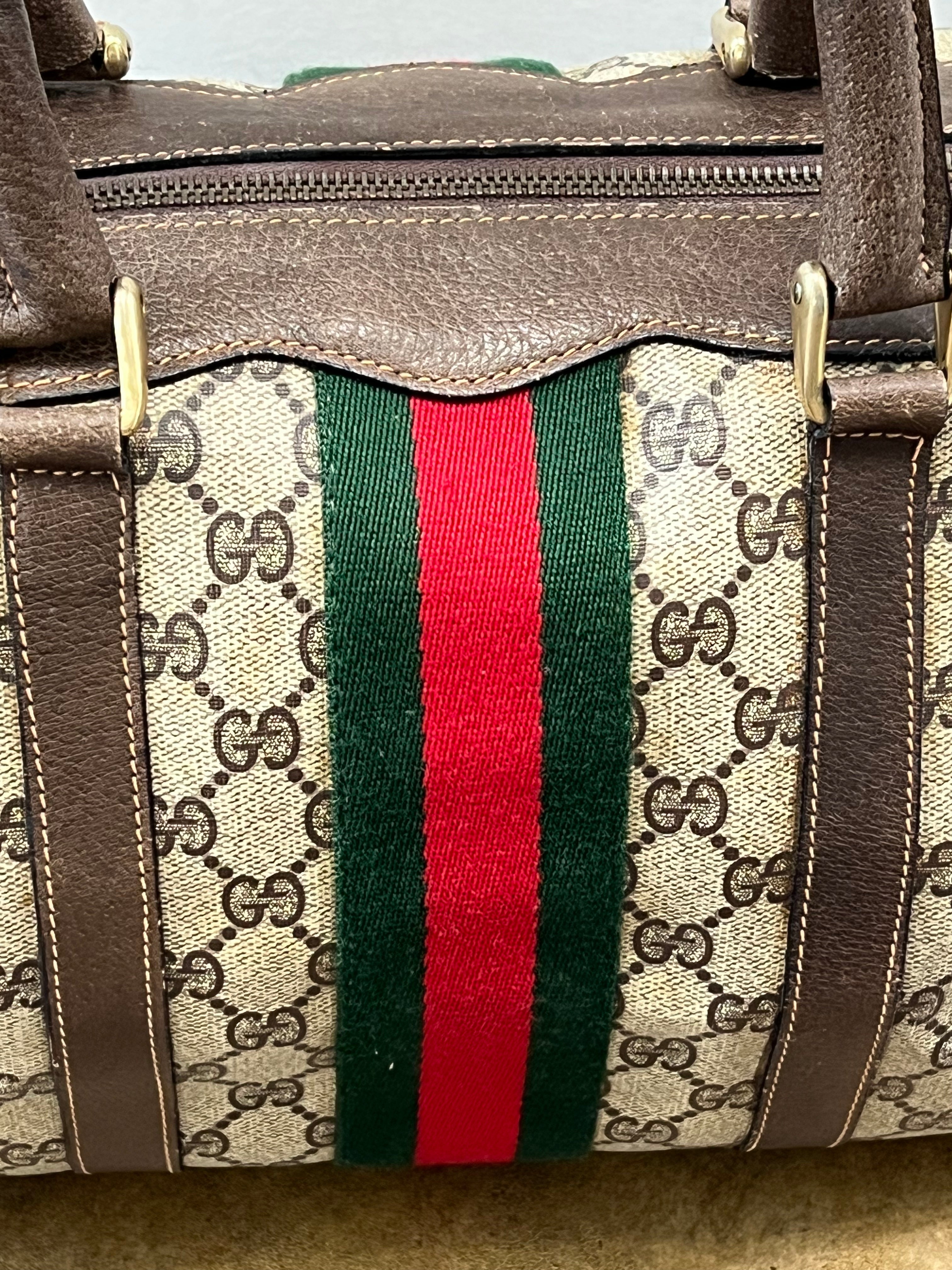 GUCCI GG SUPREME WEB VINTAGE BOSTON BAG