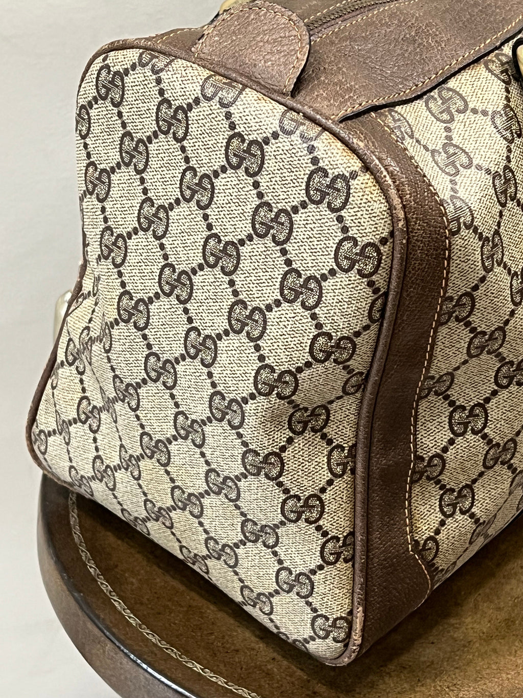 GUCCI GG SUPREME WEB VINTAGE BOSTON BAG