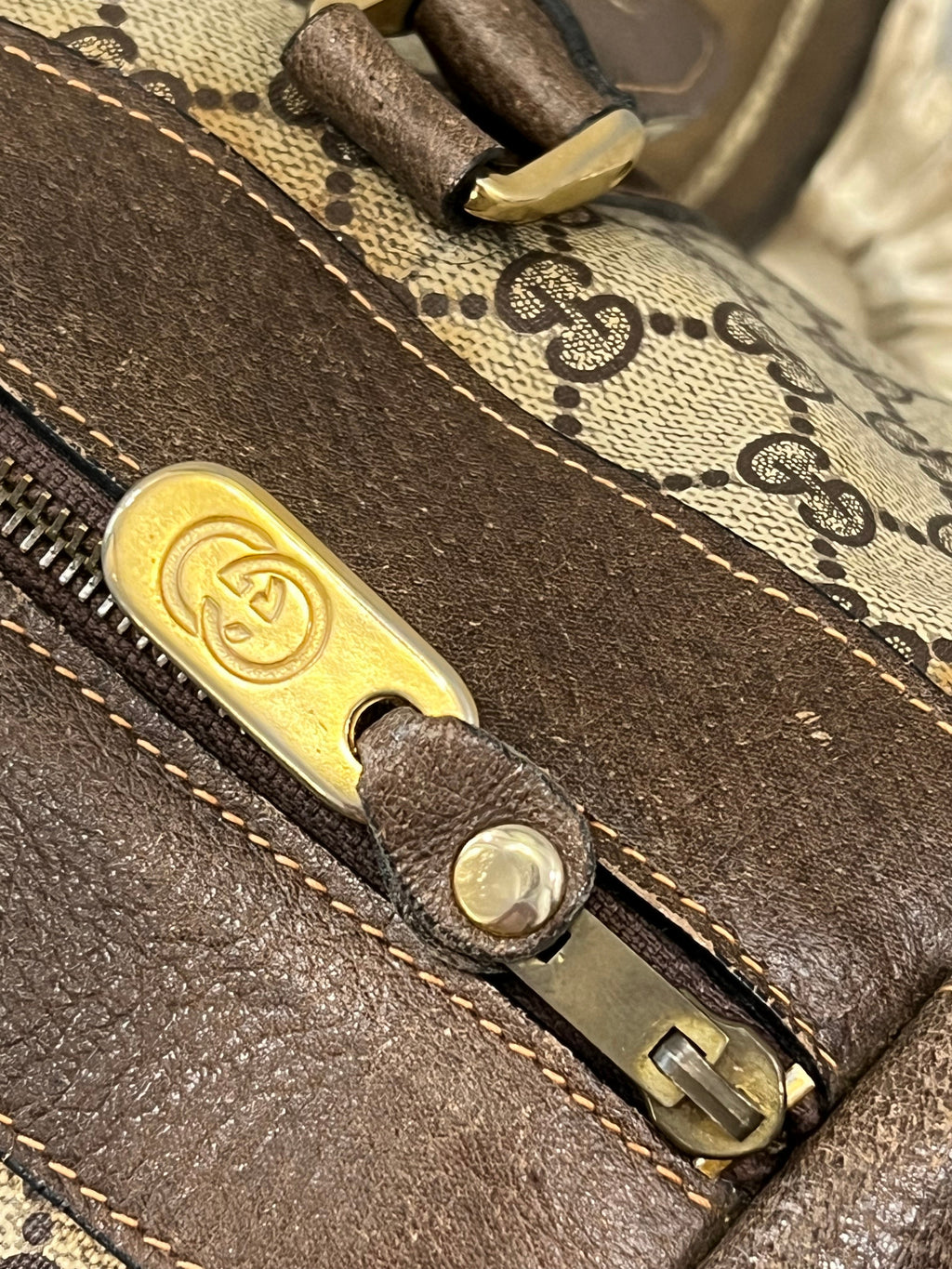 GUCCI GG SUPREME WEB VINTAGE BOSTON BAG