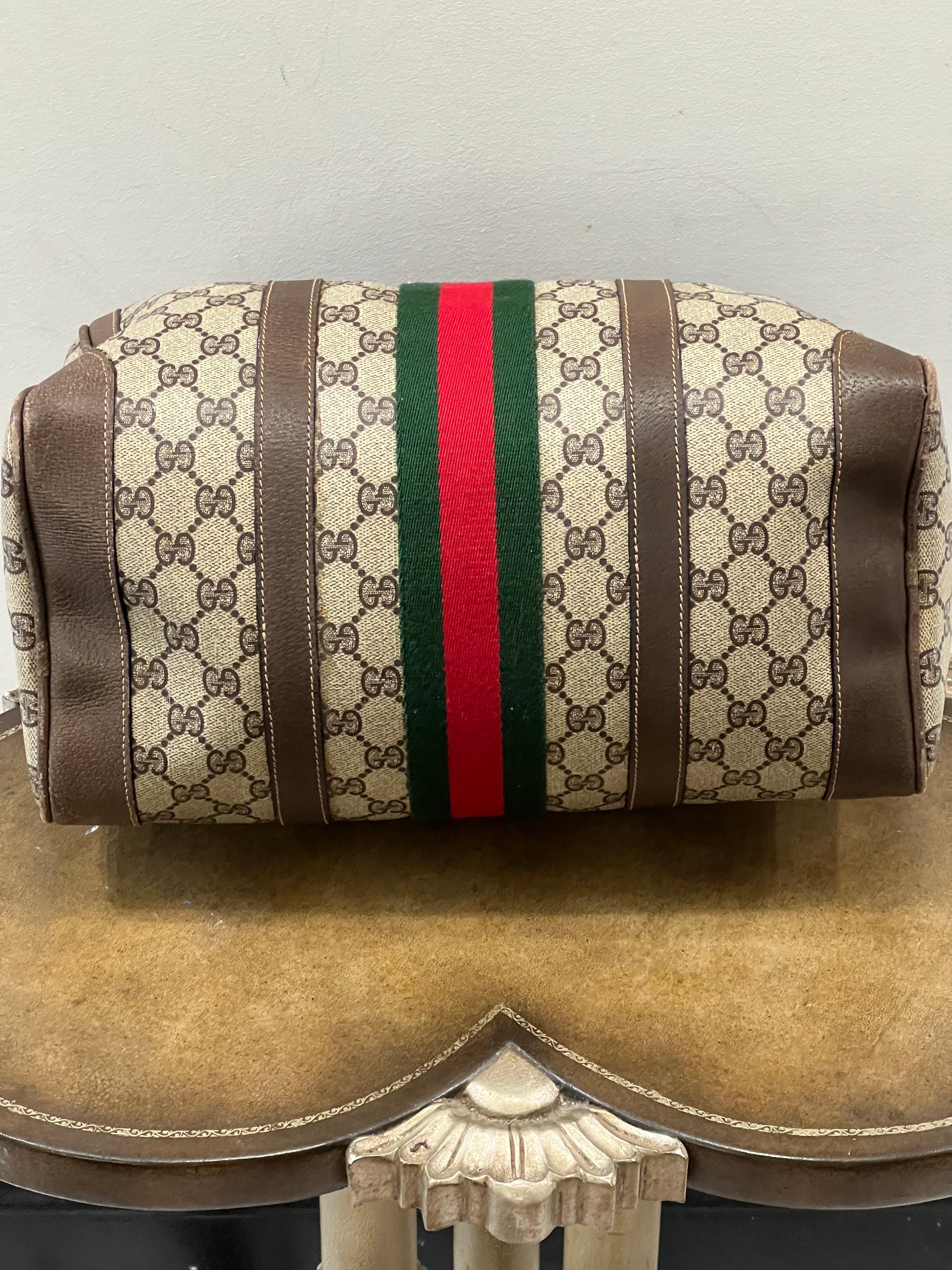 GUCCI GG SUPREME WEB VINTAGE BOSTON BAG