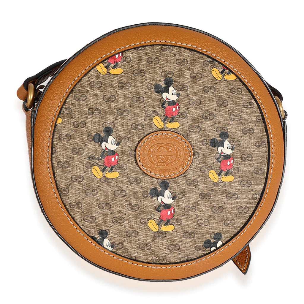 GUCCI X DISNEY GG SUPREME MICKEY MOUSE MINI ROUND CROSSBODY BAG