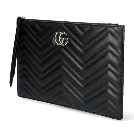 GUCCI GG MARMONT SMALL MATELASSE CALFSKIN LEATHER WRISTLET CLUTCH