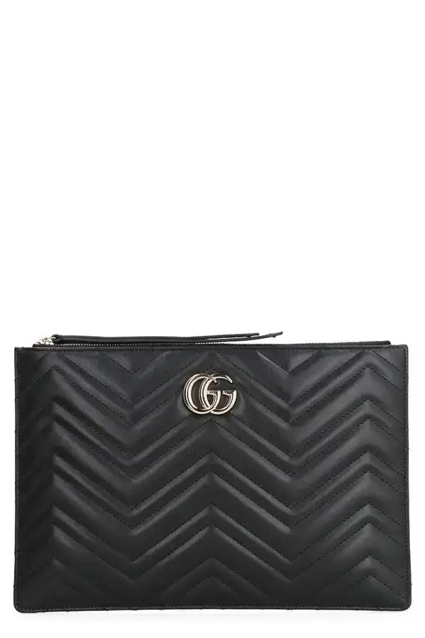 GUCCI GG MARMONT SMALL MATELASSE CALFSKIN LEATHER WRISTLET CLUTCH