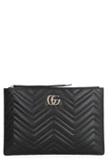 GUCCI GG MARMONT SMALL MATELASSE CALFSKIN LEATHER WRISTLET CLUTCH