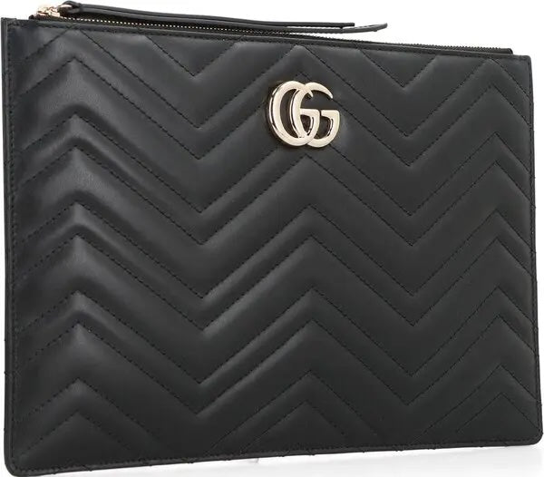 GUCCI GG MARMONT SMALL MATELASSE CALFSKIN LEATHER WRISTLET CLUTCH