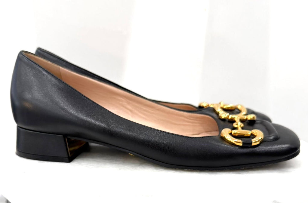 GUCCI BABY BIT HORSEBIT CALFSKIN LEATHER PUMPS