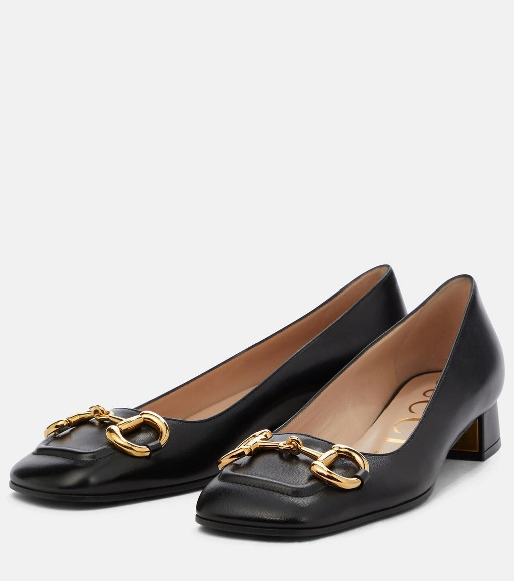 GUCCI BABY BIT HORSEBIT CALFSKIN LEATHER PUMPS