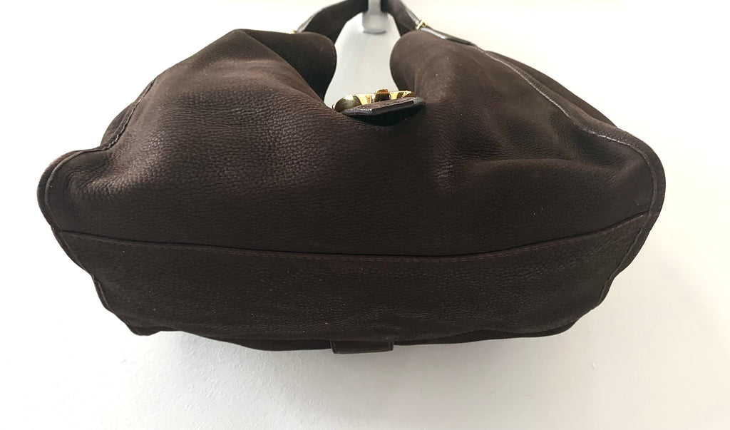 GUCCI STIRRUP NUBUCK SUEDE HOBO BAG