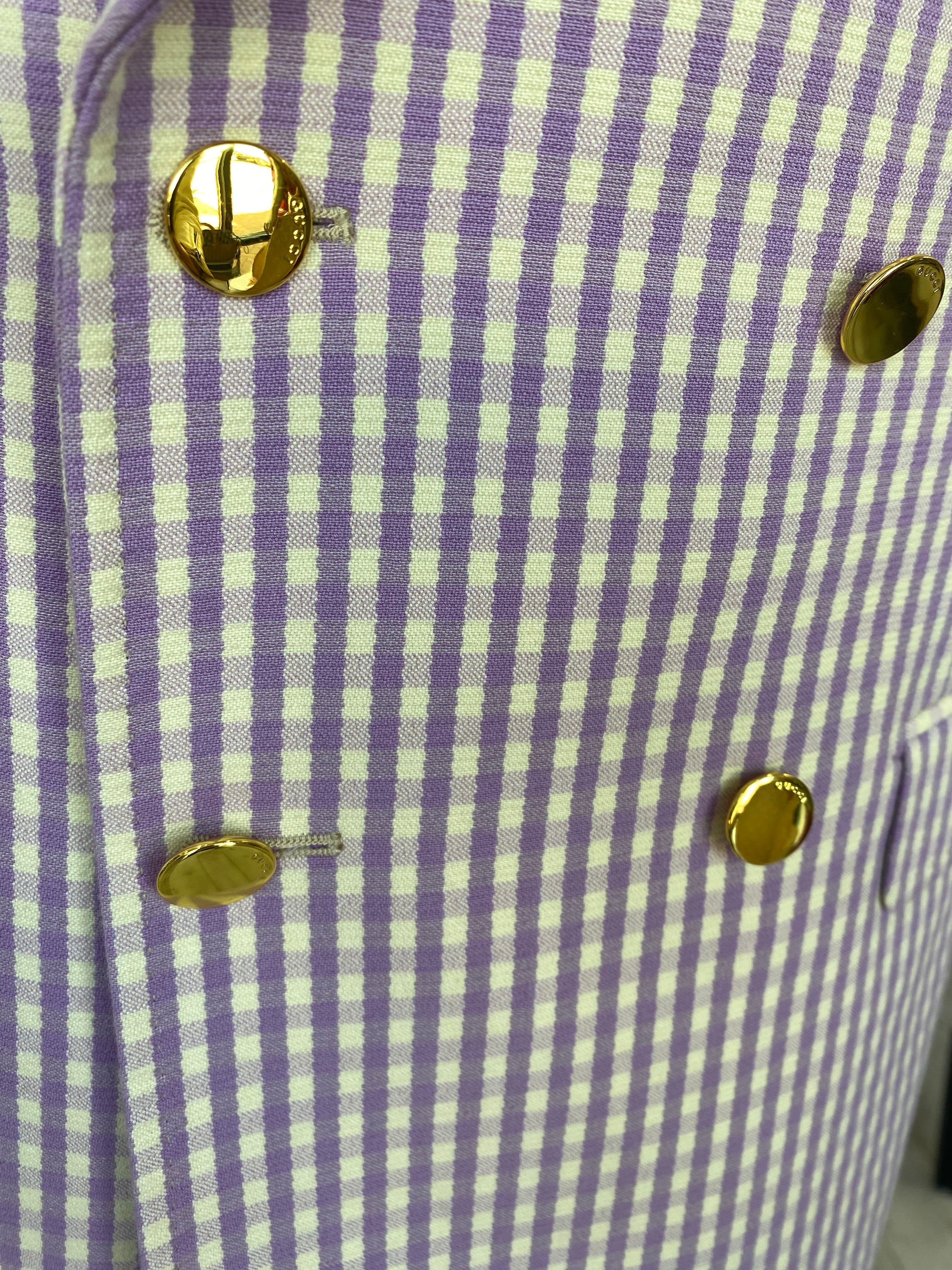 GUCCI ALESSANDRO MICHEL PINEAPPLE GINGHAM CHECK BLAZER