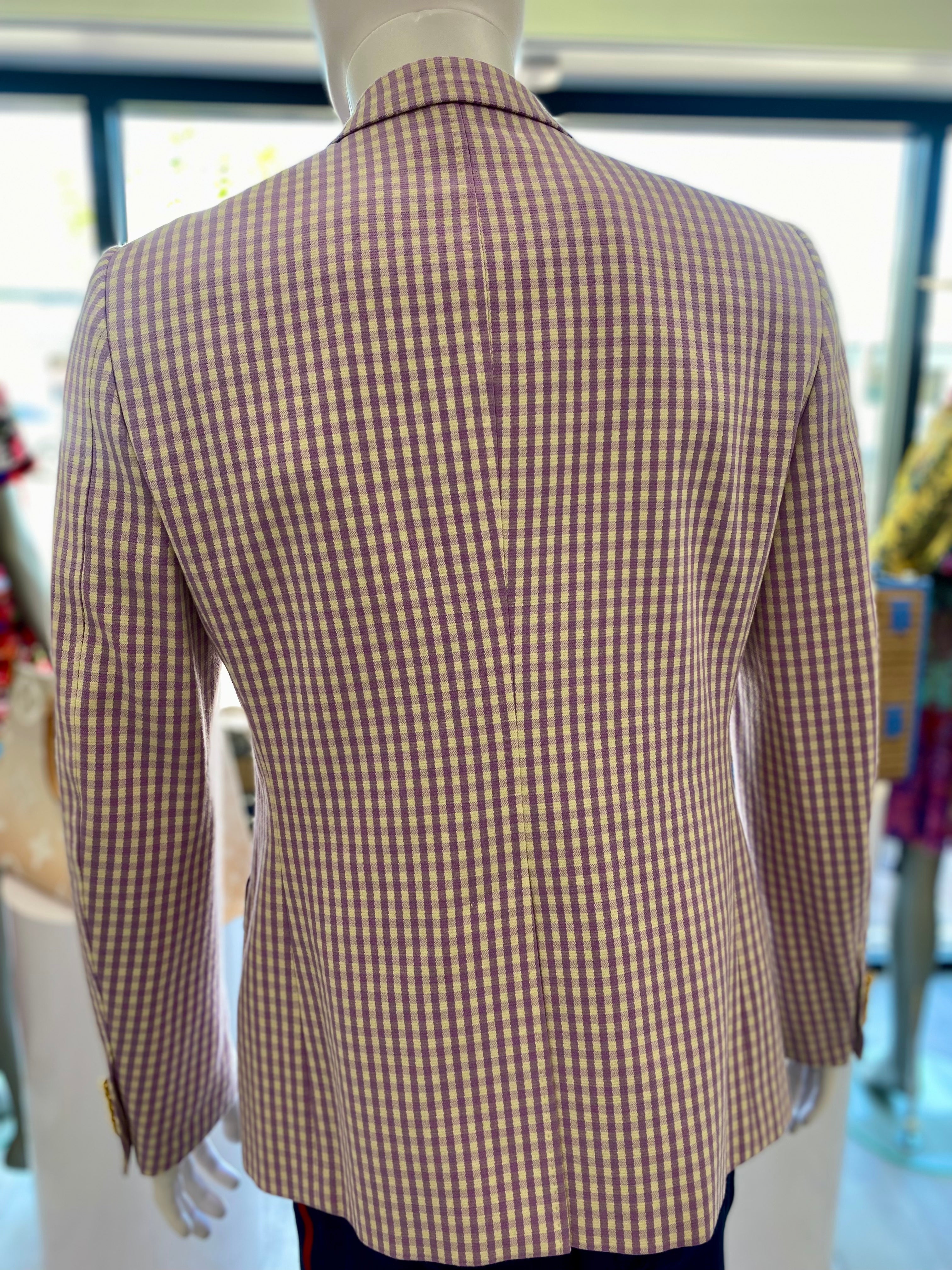 GUCCI ALESSANDRO MICHEL PINEAPPLE GINGHAM CHECK BLAZER
