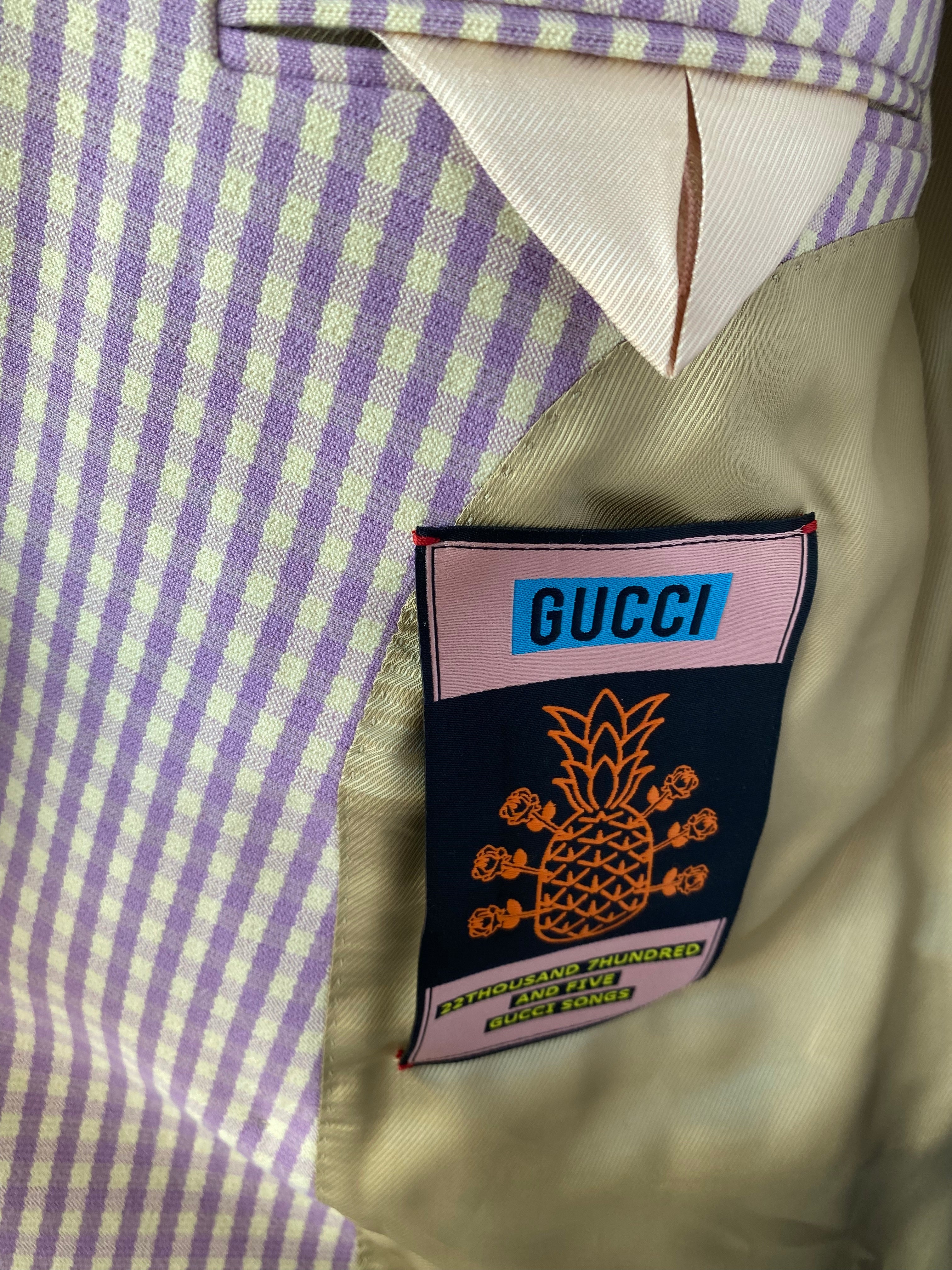GUCCI ALESSANDRO MICHEL PINEAPPLE GINGHAM CHECK BLAZER