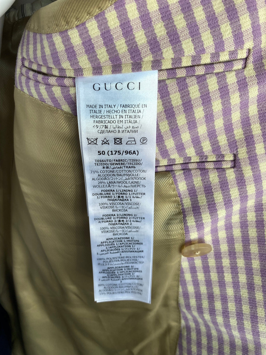 GUCCI ALESSANDRO MICHEL PINEAPPLE GINGHAM CHECK BLAZER