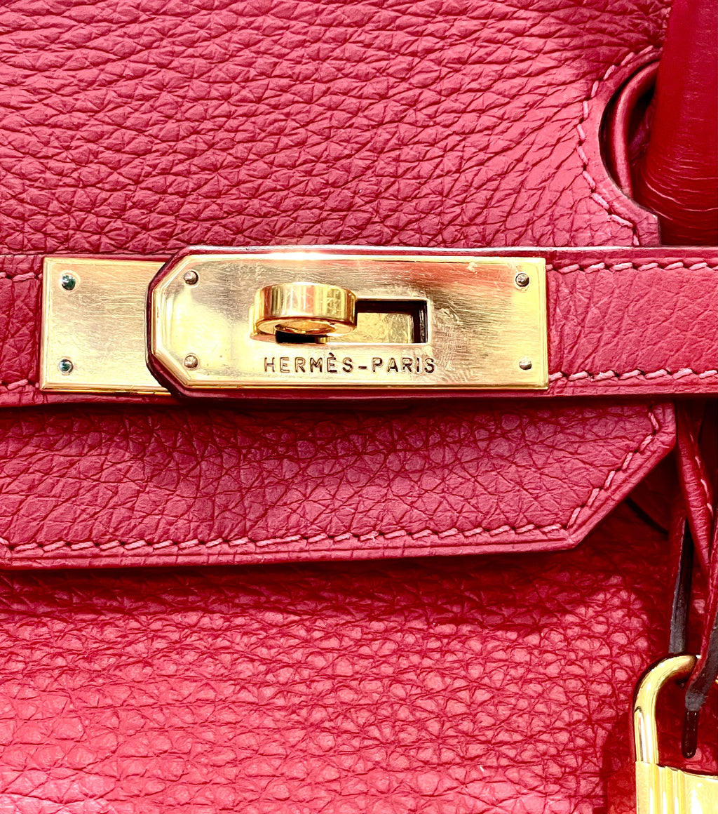 HERMÈS BIRKIN 35 RUBY CLEMENCE HANDBAG
