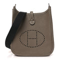 HERMÈS EVELYNE CLEMENCE LEATHER TPM ETOUPE BLEU INDIGO