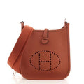 HERMÈS CLEMENCE MINI EVELYN TPM CROSSBODY BAG IN ROUGE PIVOINE