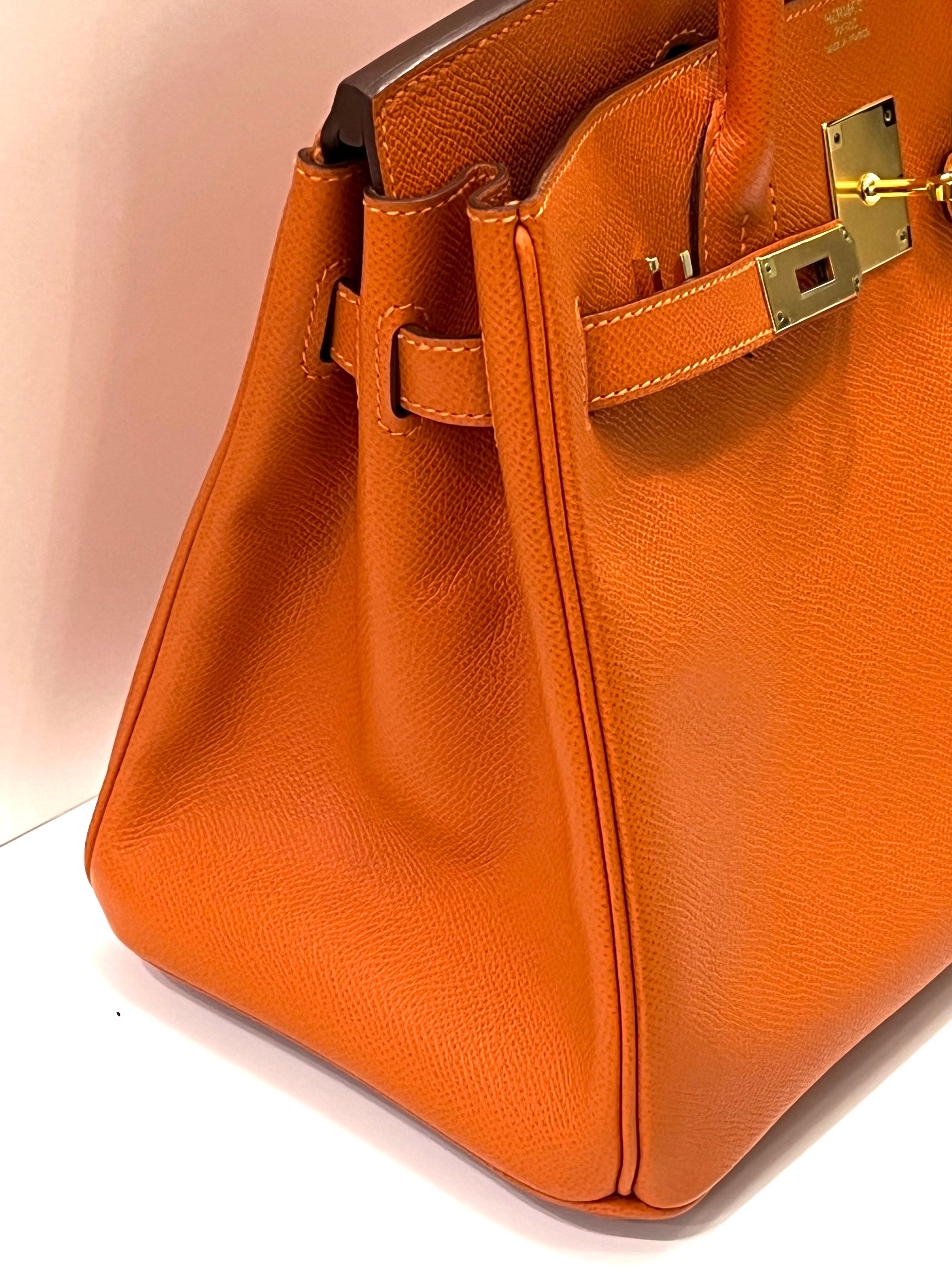 HERMÈS EPSOM LEATHER BIRKIN 30 HANDBAG IN APRICOT