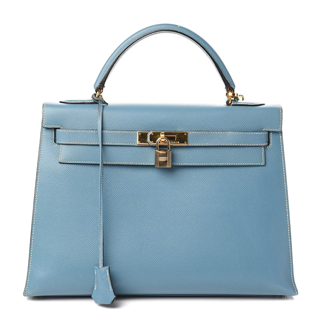 HERMÈS KELLY SELLIER 35 EPSOM LEATHER IN BLUE JEAN-HS