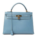 HERMÈS KELLY SELLIER 35 EPSOM LEATHER IN BLUE JEAN-HS