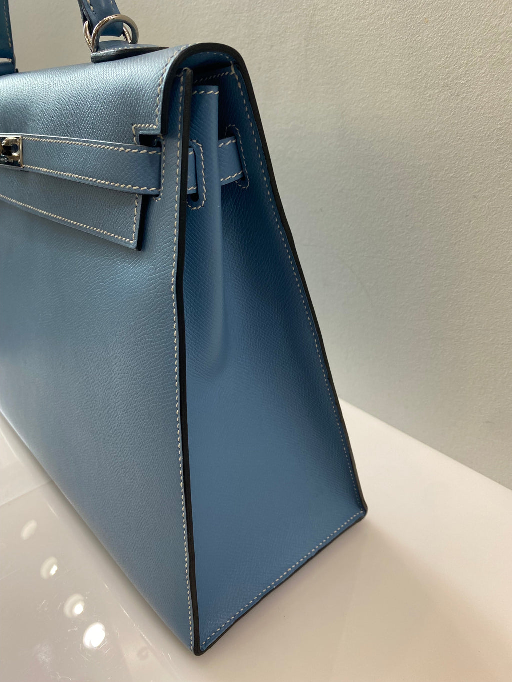 HERMÈS KELLY SELLIER 35 EPSOM LEATHER IN BLUE JEAN-HS
