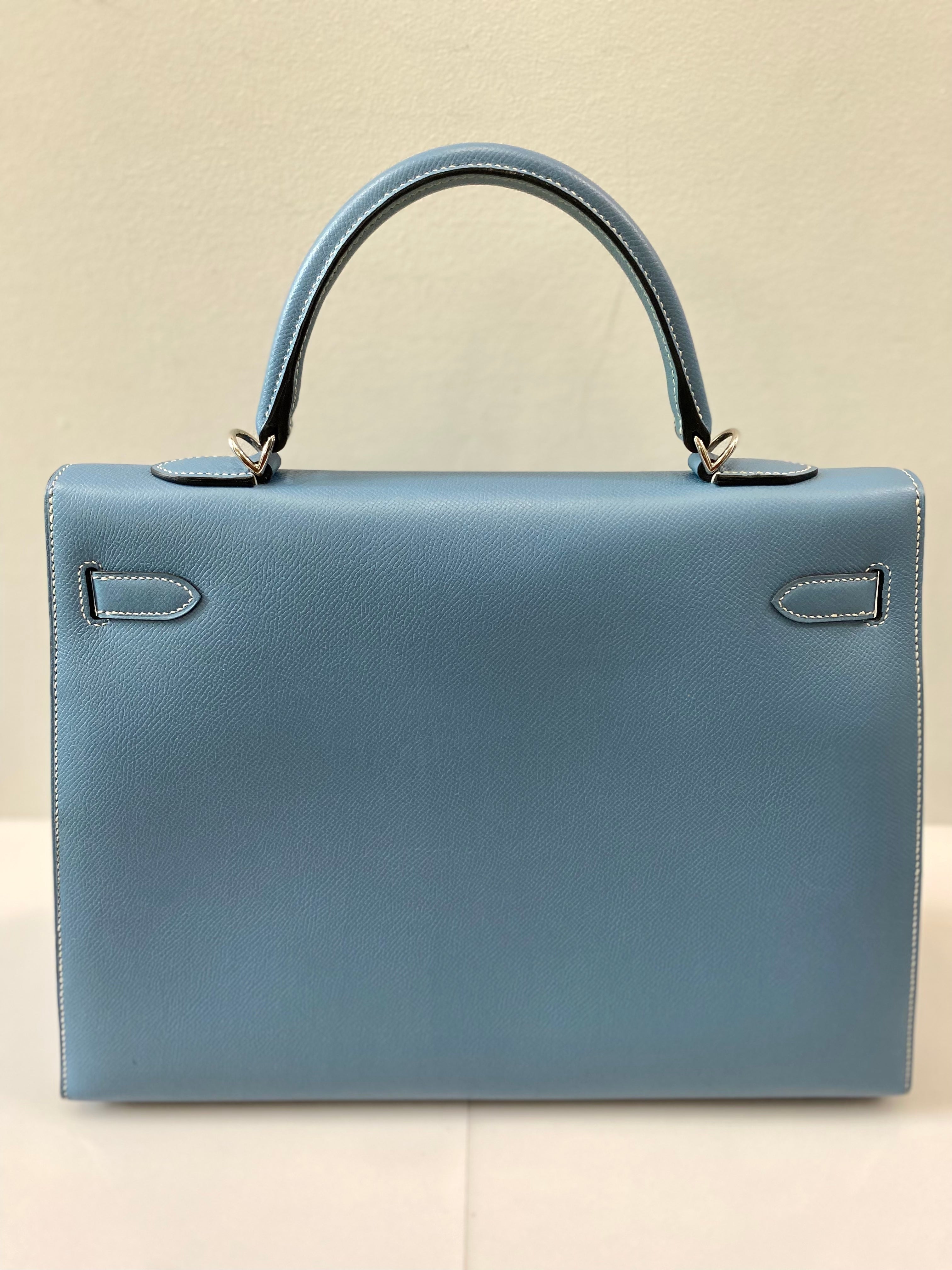 HERMÈS KELLY SELLIER 35 EPSOM LEATHER IN BLUE JEAN-HS