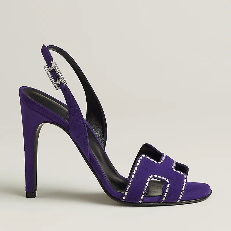 HERMÈS SUEDE GOATSKIN LEATHER HOLY 105 SANDALS