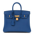 HERMÈS SWIFT LEATHER BIRKIN 25 BLUE HANDBAG