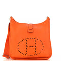HERMÈS Orange Clemence Leather Evelyne III GM Bag