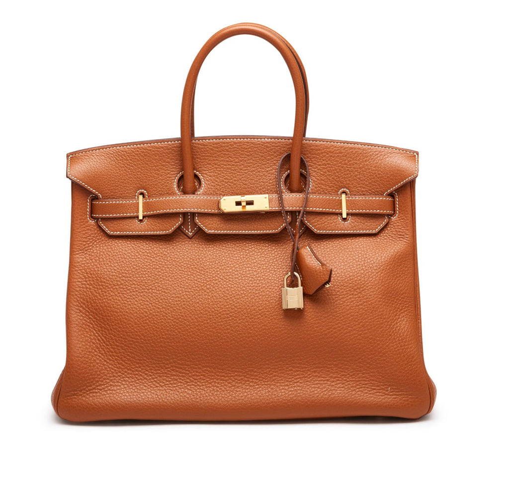 HERMÈS GOLD TAURILLON CLEMENCE LEATHER GOLD BIRKIN 35 HANDBAG