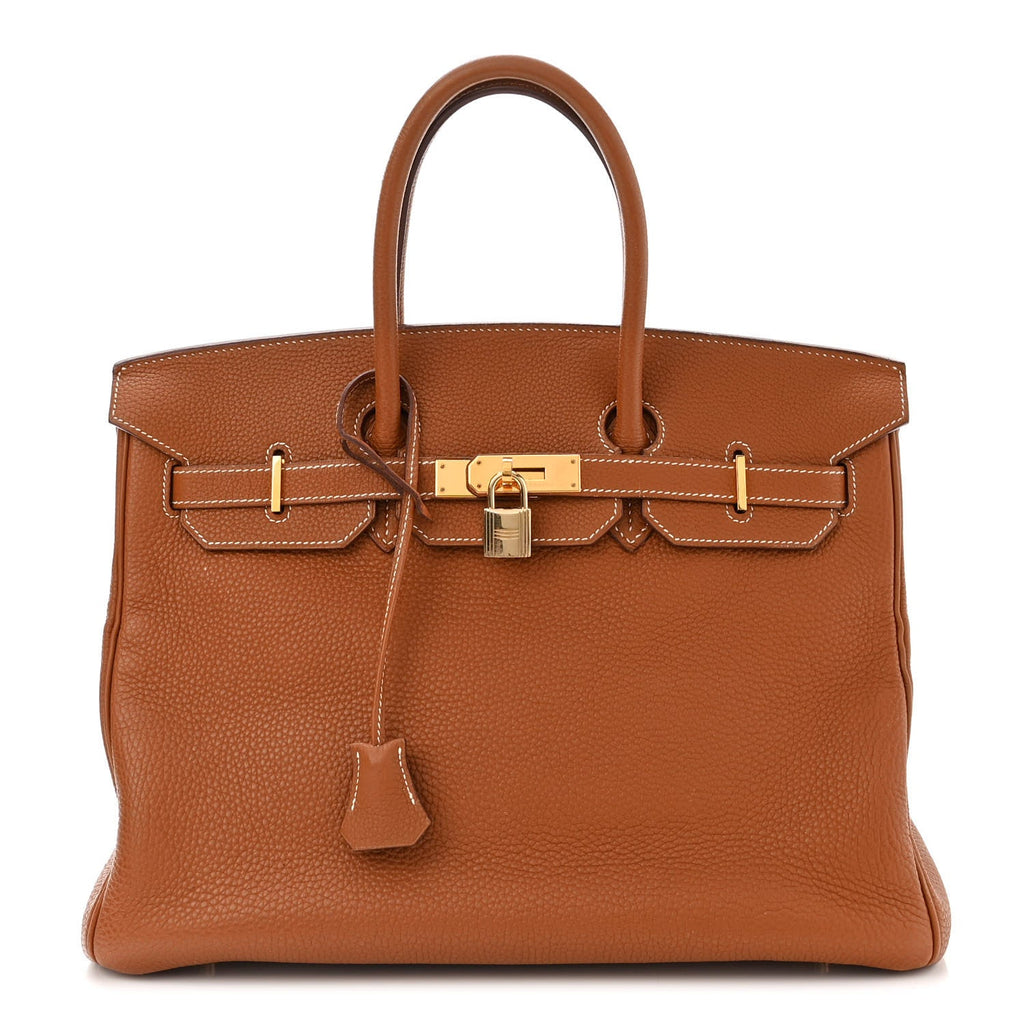 HERMÈS GOLD TAURILLON CLEMENCE LEATHER GOLD BIRKIN 35 HANDBAG