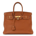 HERMÈS GOLD TAURILLON CLEMENCE LEATHER GOLD BIRKIN 35 HANDBAG