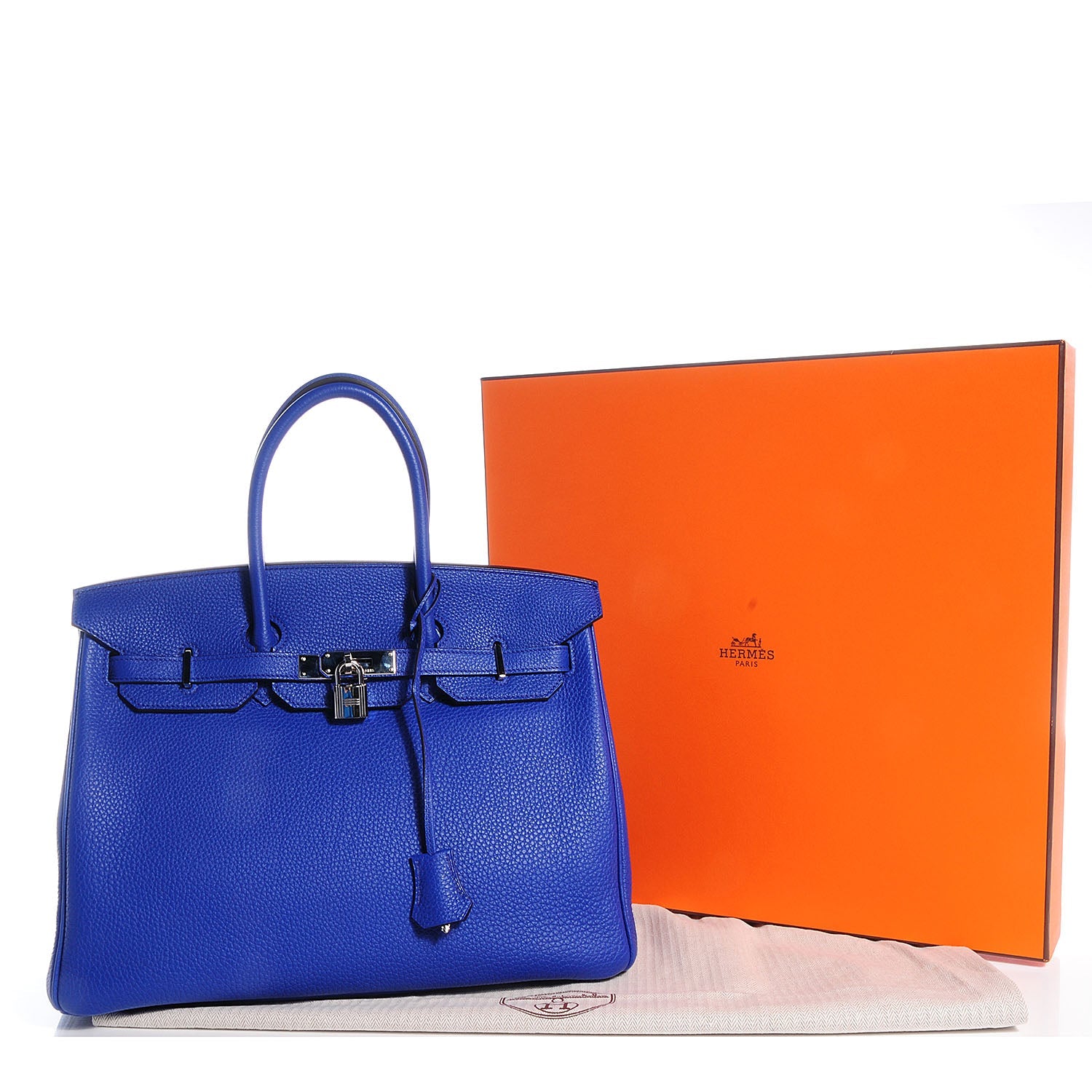 HERMÈS TOGO LEATHER BIRKIN 35 HANDBAG IN BLEU ELECTRIQUE