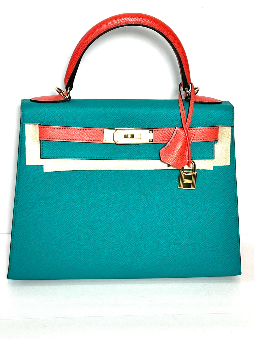 HERMÈS KELLY SELLIER 28 BLEU PAON AND ROSE JAIPUR EPSOM SPECIAL ORDER BAG