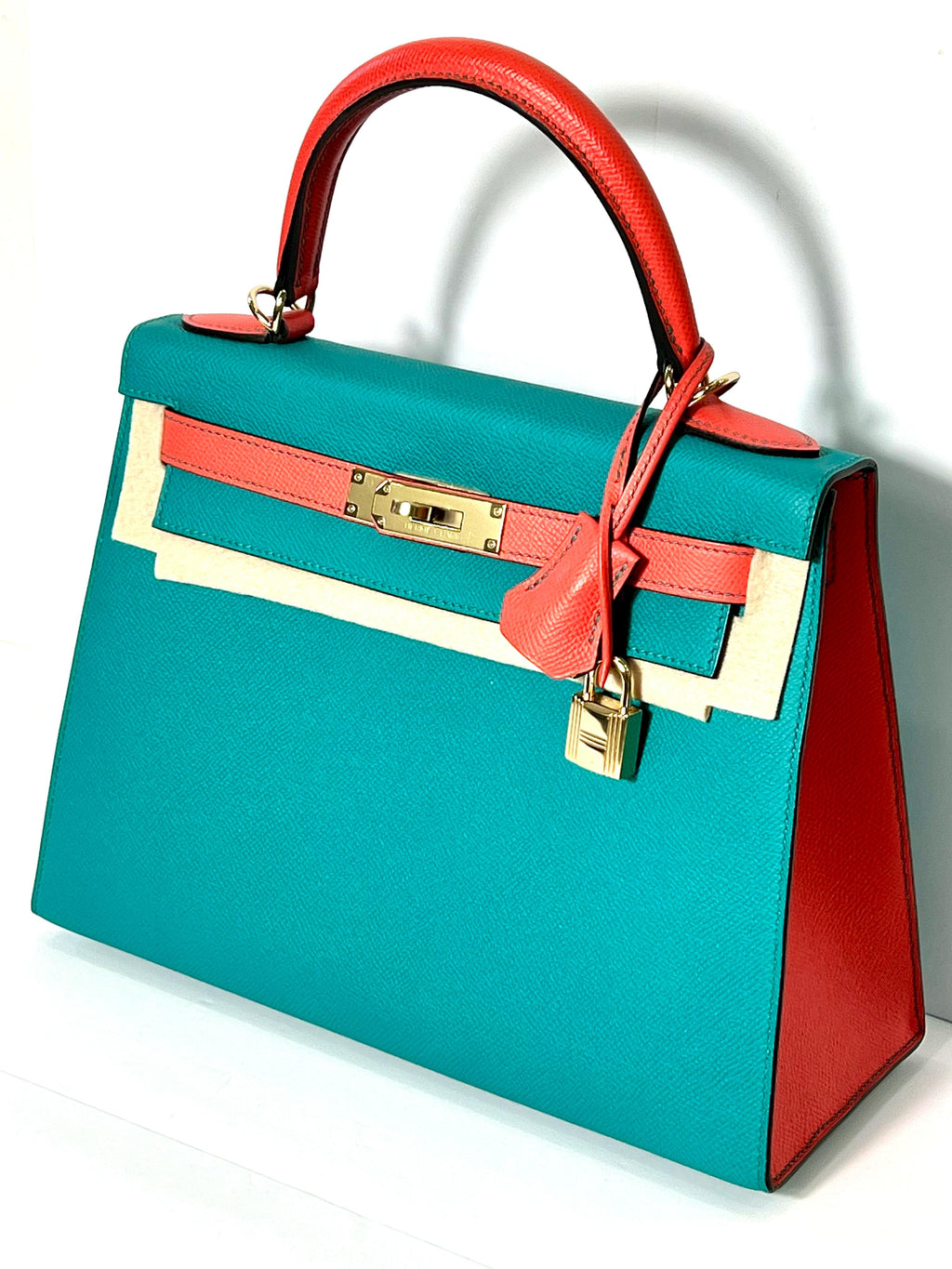 HERMÈS KELLY SELLIER 28 BLEU PAON AND ROSE JAIPUR EPSOM SPECIAL ORDER BAG