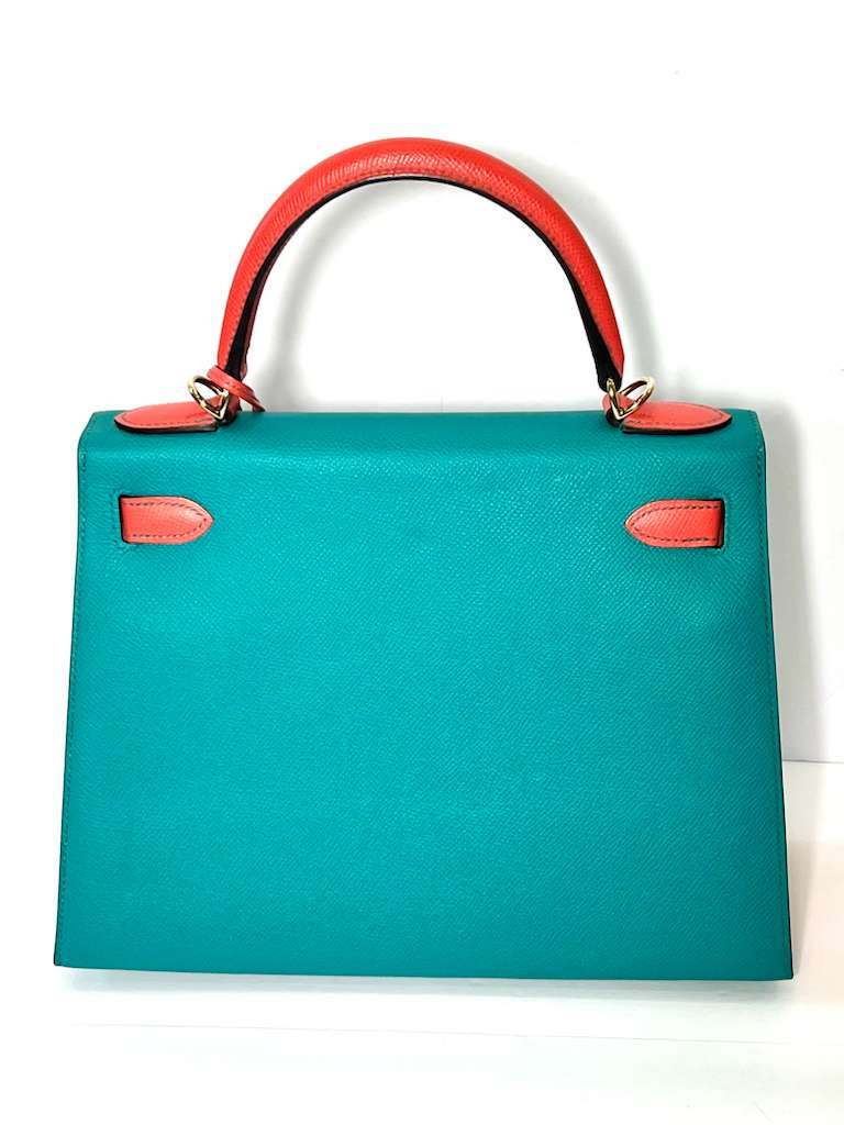 HERMÈS KELLY SELLIER 28 BLEU PAON AND ROSE JAIPUR EPSOM SPECIAL ORDER BAG