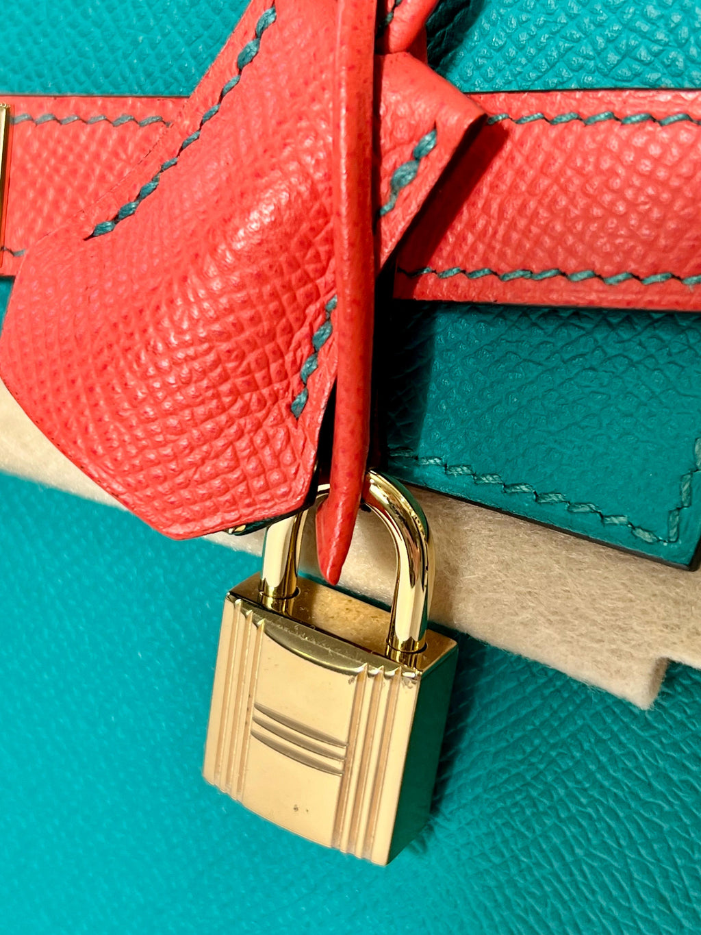 HERMÈS KELLY SELLIER 28 BLEU PAON AND ROSE JAIPUR EPSOM SPECIAL ORDER BAG