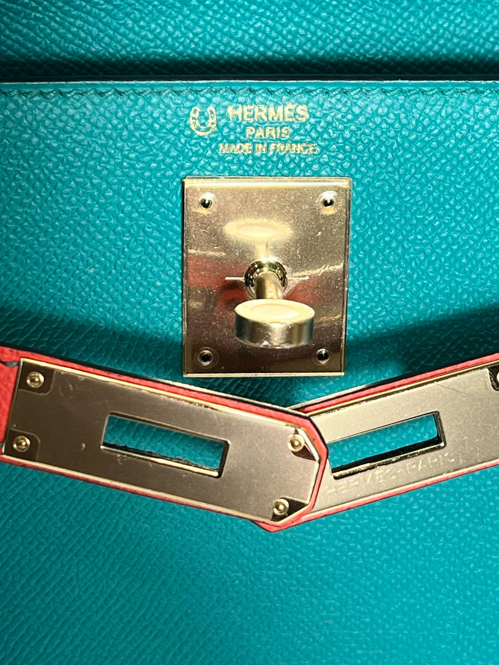 HERMÈS KELLY SELLIER 28 BLEU PAON AND ROSE JAIPUR EPSOM SPECIAL ORDER BAG