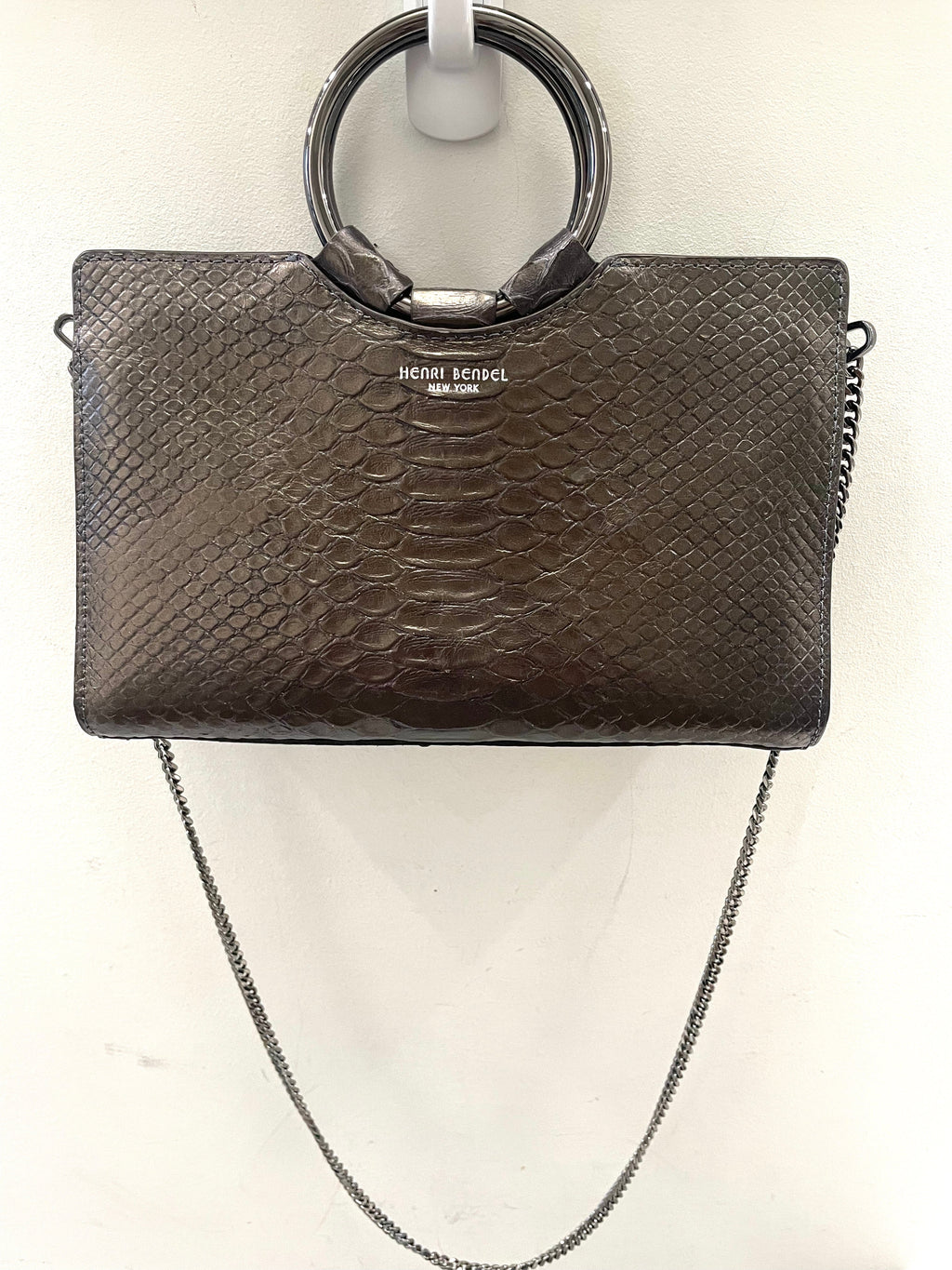 HENRI BENDEL MARQUIS SNAKE EMBOSSED MINI SATCHEL BAG